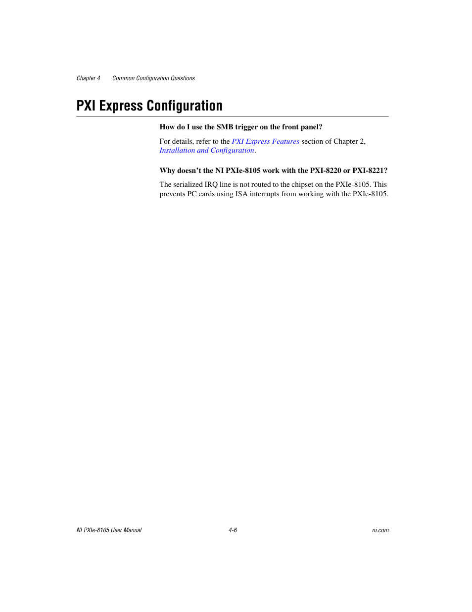 Pxi express configuration, Pxi express configuration -6 | National Instruments NI PXIe-8105 User Manual | Page 54 / 76