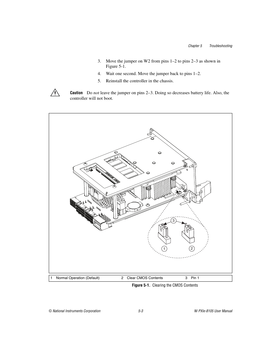 Figure 5-1. clearing the cmos contents | National Instruments NI PXIe-8105 User Manual | Page 57 / 76