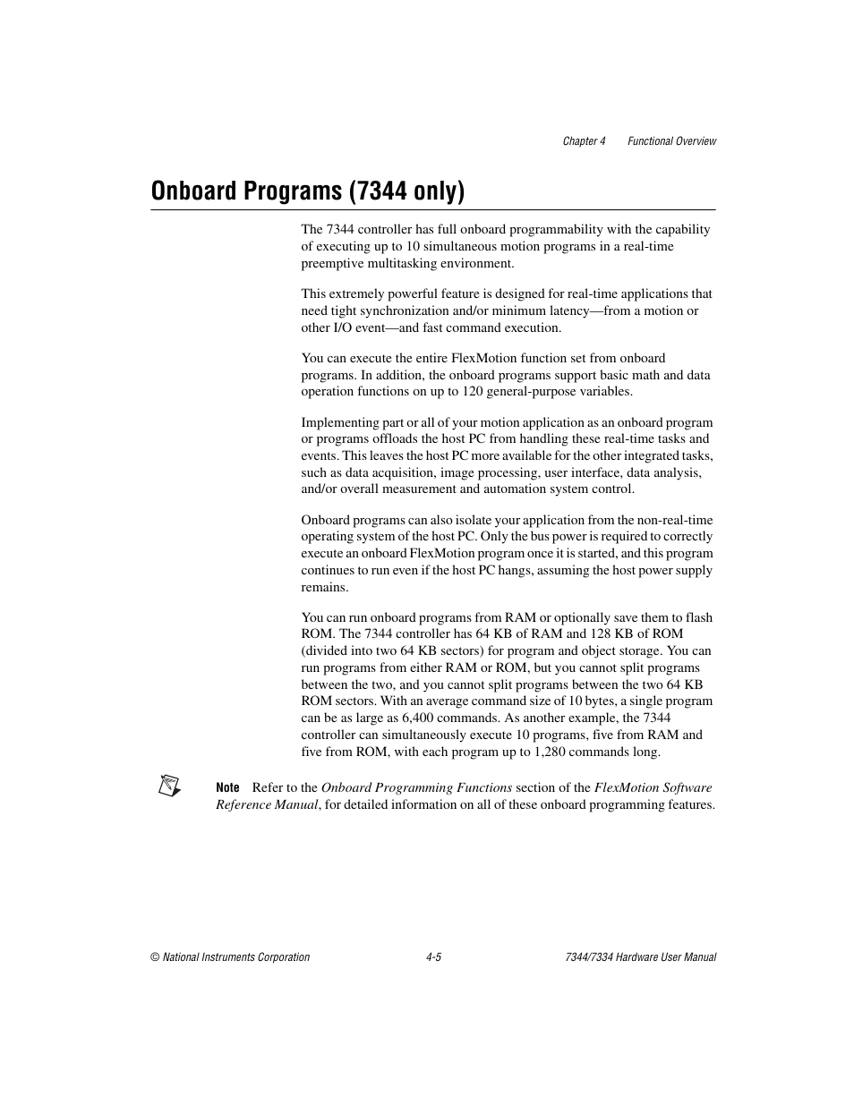 Onboard programs (7344 only), Onboard programs (7344 only) -5 | National Instruments 7334 User Manual | Page 24 / 66