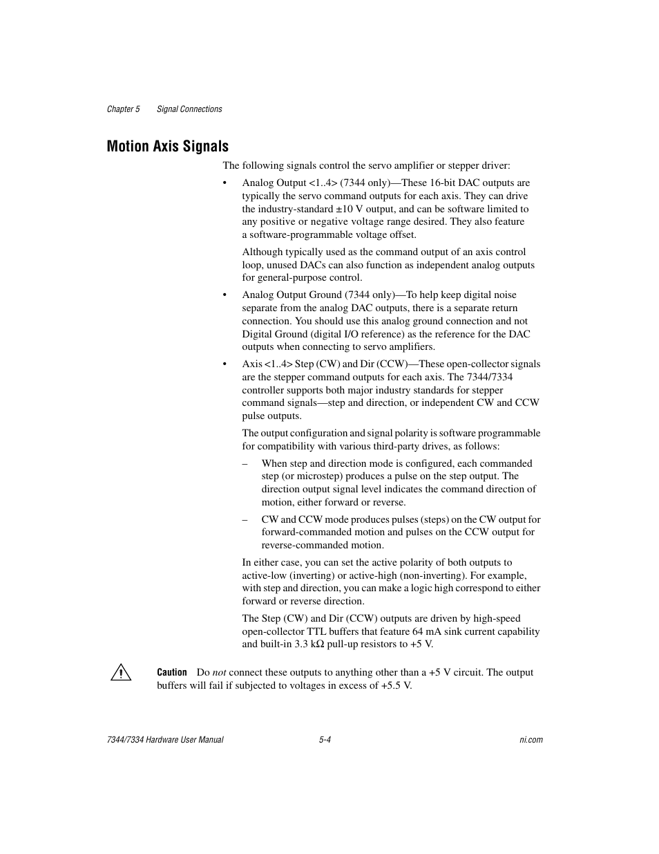 Motion axis signals, Motion axis signals -4 | National Instruments 7334 User Manual | Page 29 / 66