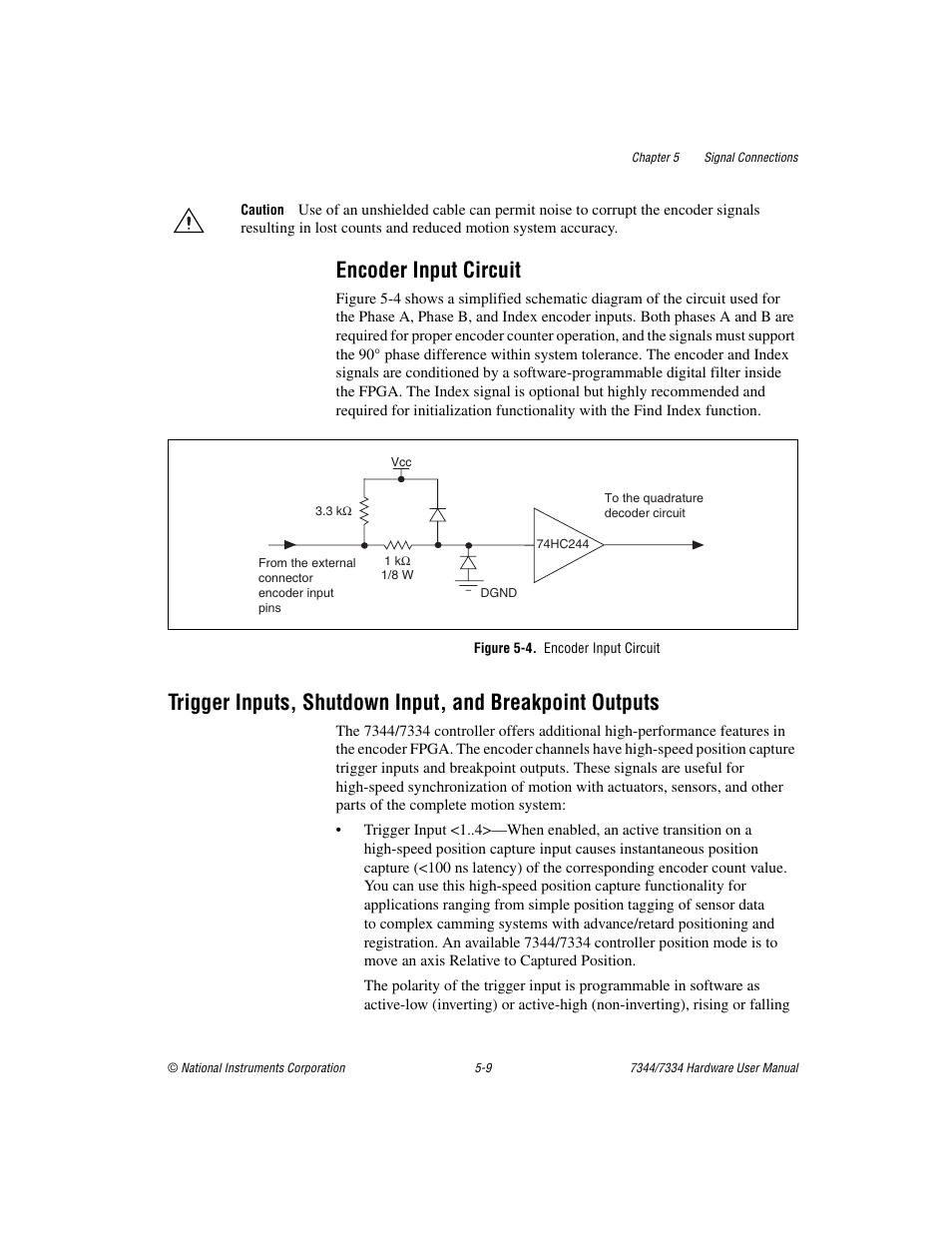 Encoder input circuit, Figure 5-4. encoder input circuit, Encoder input circuit -9 | Figure 5-4 | National Instruments 7334 User Manual | Page 34 / 66