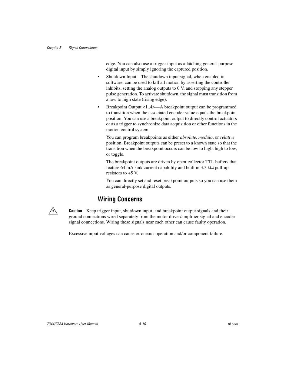 Wiring concerns, Wiring concerns -10 | National Instruments 7334 User Manual | Page 35 / 66