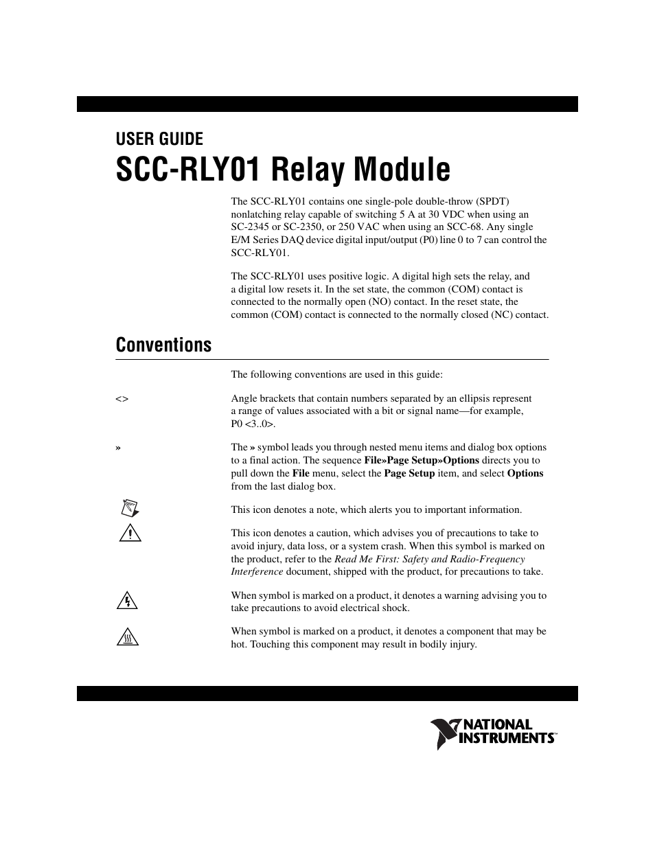 National Instruments Relay Module SCC-RLY01 User Manual | 9 pages