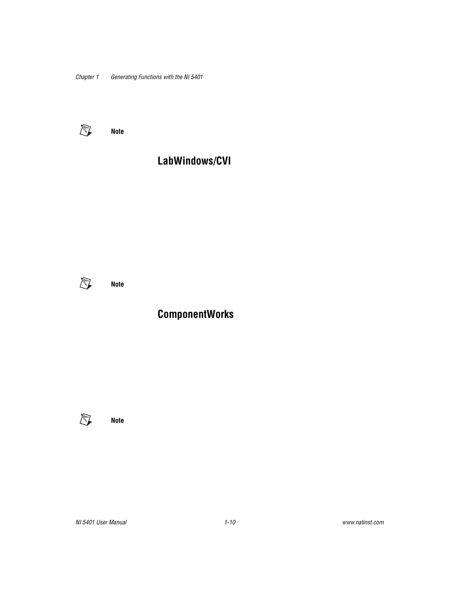 Labwindows/cvi, Componentworks, Labwindows/cvi -10 componentworks -10 | National Instruments PXI NI 5401 User Manual | Page 17 / 60