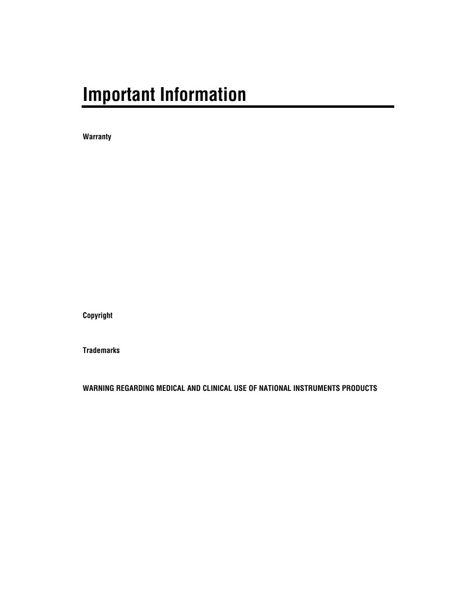 Important information, Warranty, Copyright | Trademarks | National Instruments PXI NI 5401 User Manual | Page 3 / 60