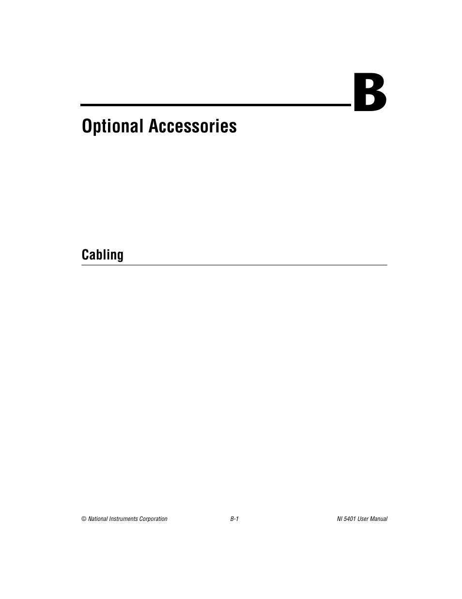 Appendix b optional accessories, Cabling, Optional accessories | National Instruments PXI NI 5401 User Manual | Page 43 / 60