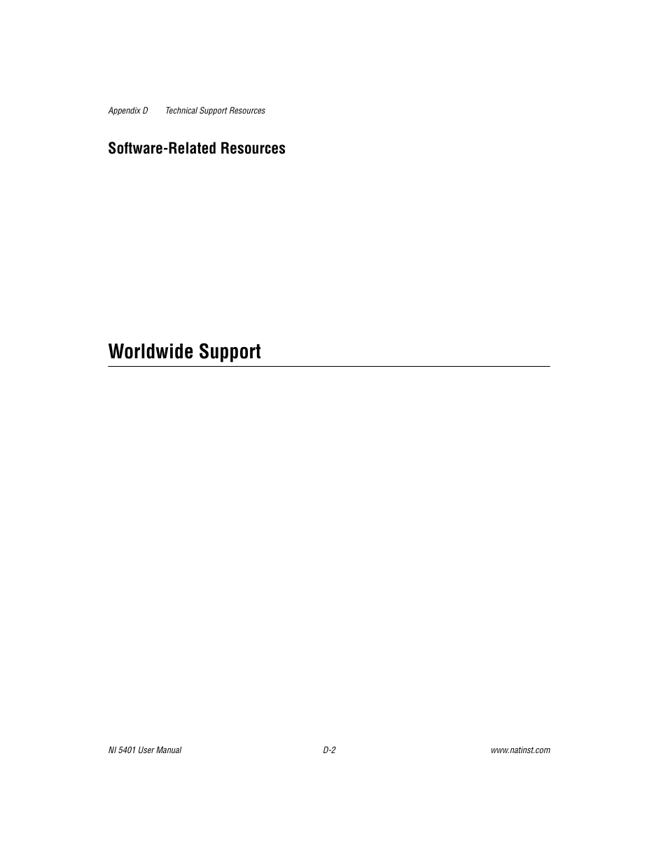 Software-related resources, Worldwide support | National Instruments PXI NI 5401 User Manual | Page 47 / 60