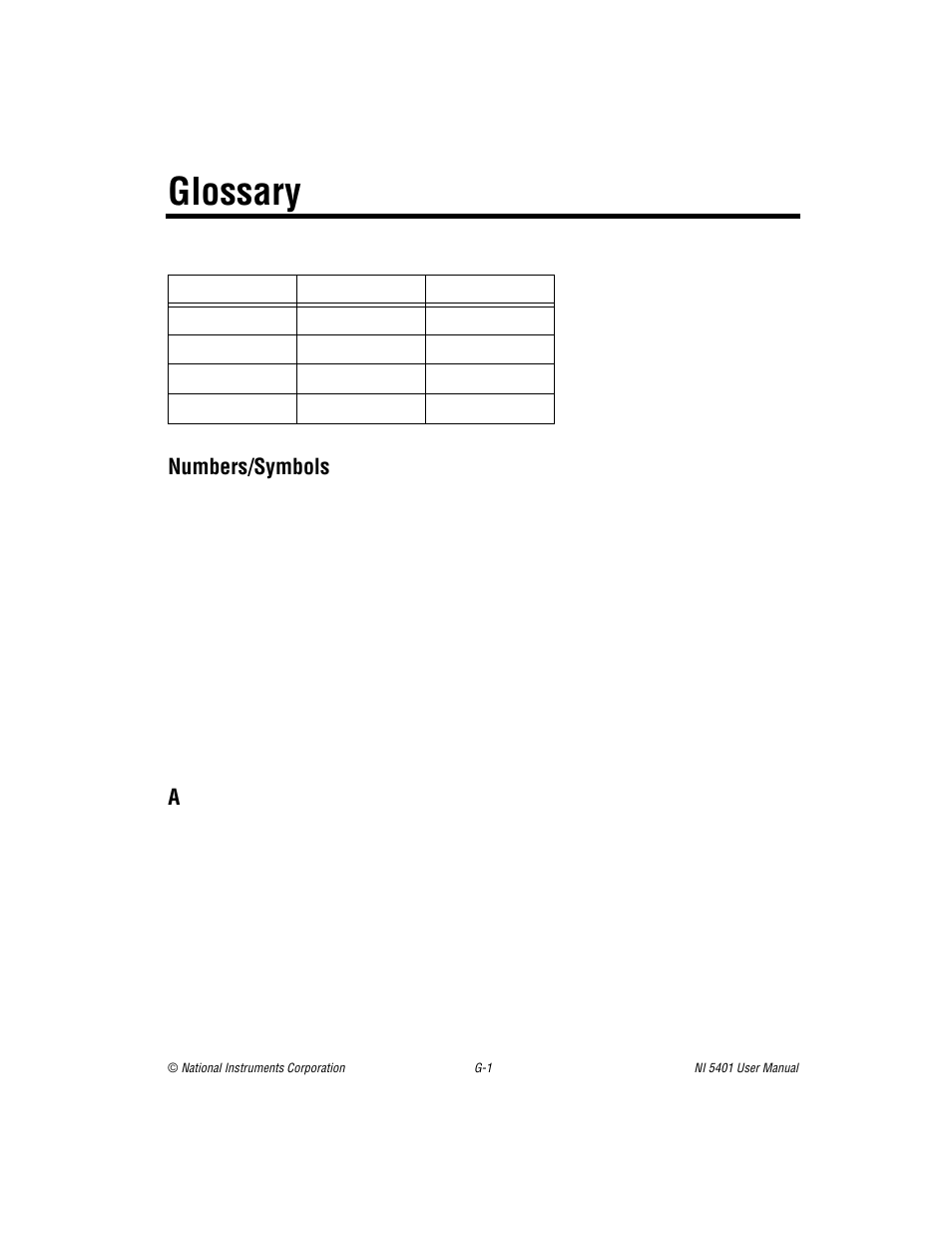 Glossary, Numbers/symbols | National Instruments PXI NI 5401 User Manual | Page 48 / 60