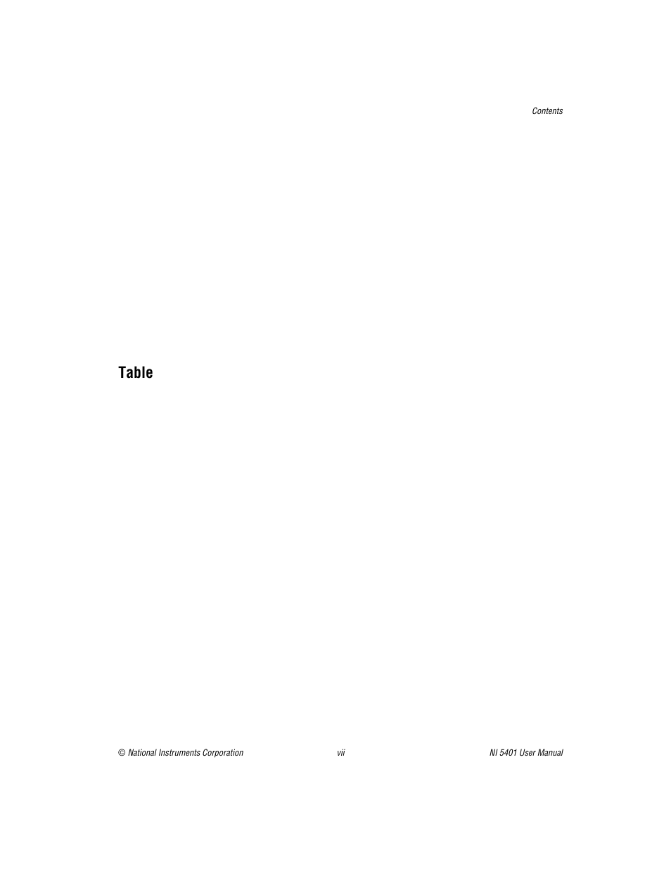 Table | National Instruments PXI NI 5401 User Manual | Page 7 / 60
