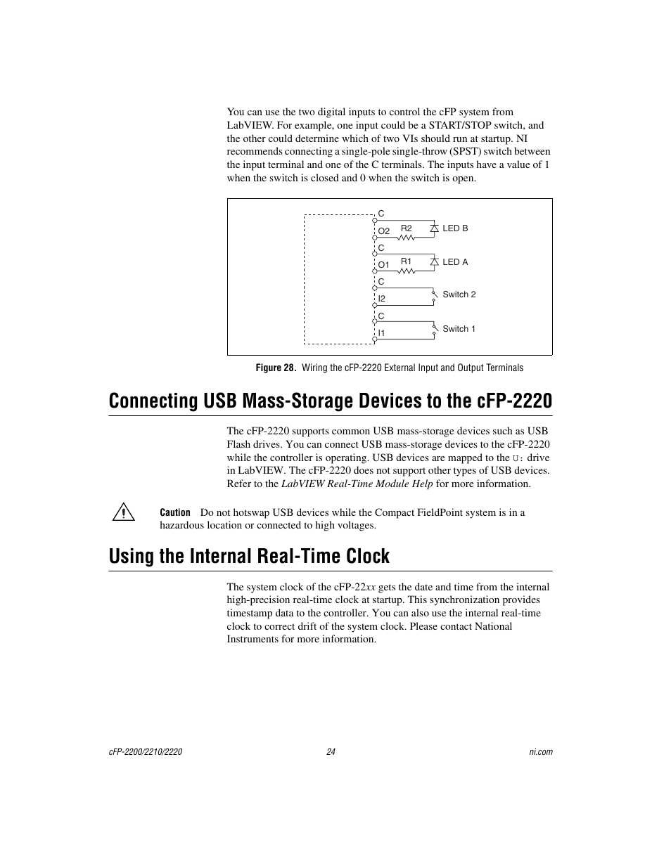 Using the internal real-time clock | National Instruments Fieldpoint CFP-2220 User Manual | Page 24 / 38