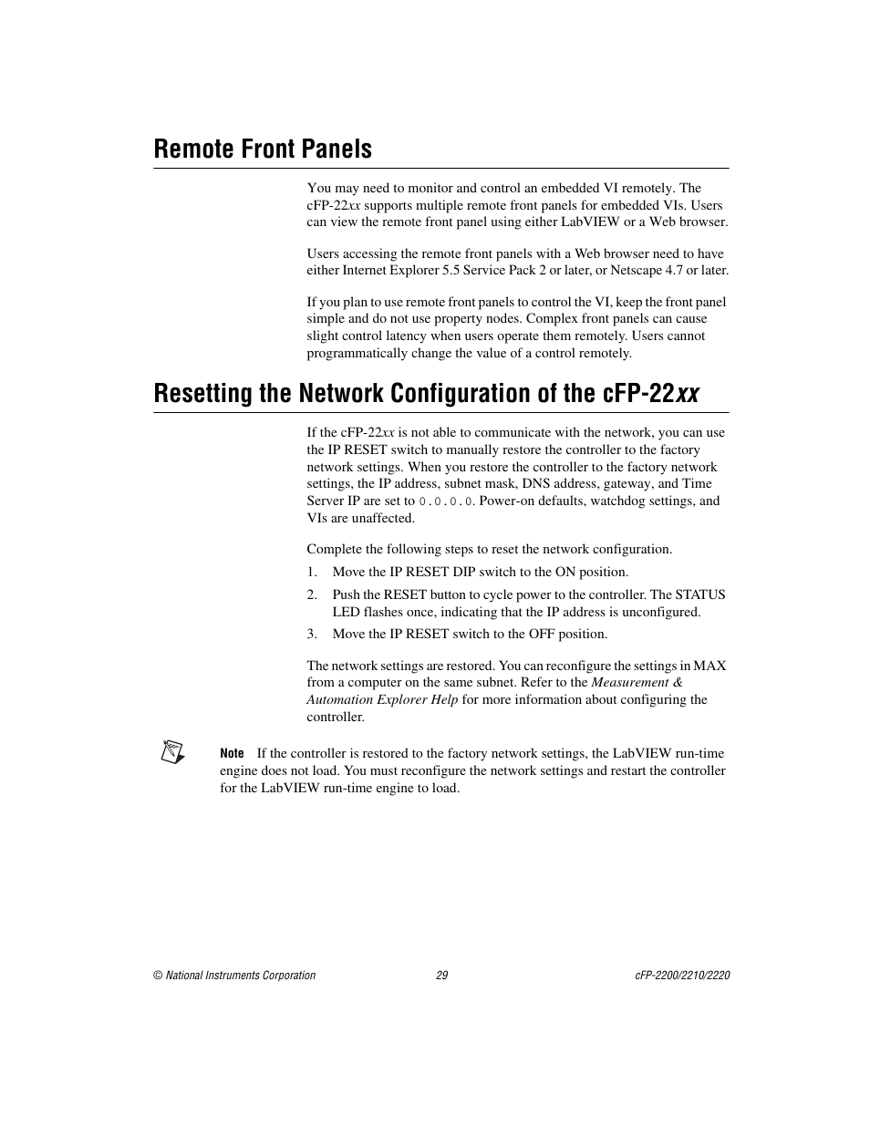 Remote front panels | National Instruments Fieldpoint CFP-2220 User Manual | Page 29 / 38
