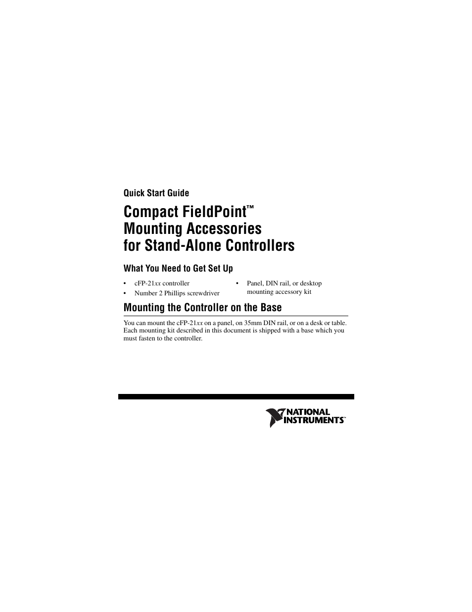 National Instruments Compact FieldPoint Mounting Accessories cFP-21xx User Manual | 10 pages