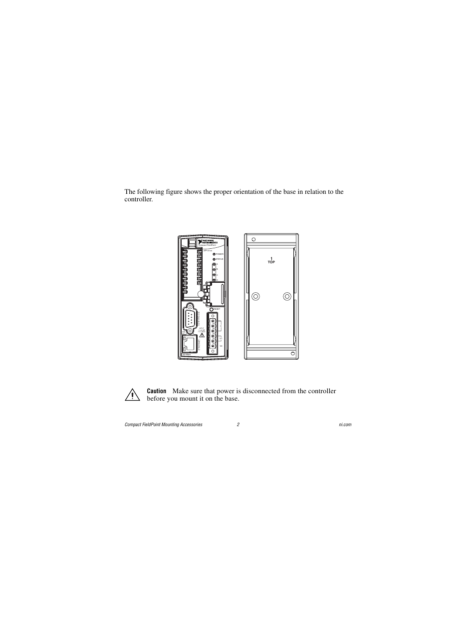 Caution | National Instruments Compact FieldPoint Mounting Accessories cFP-21xx User Manual | Page 2 / 10