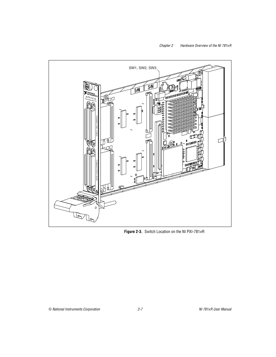 Figure 2-3. switch location on the ni pxi-781xr | National Instruments NI 781xR User Manual | Page 25 / 48