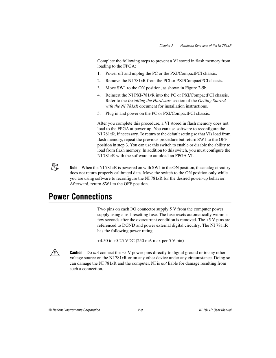 Power connections, Power connections -9 | National Instruments NI 781xR User Manual | Page 27 / 48