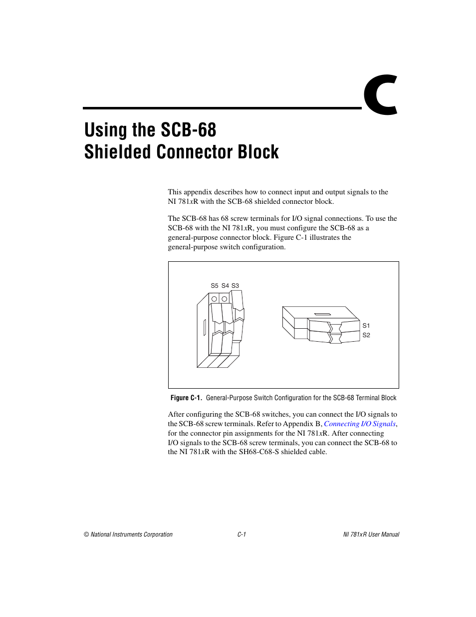 Using the scb-68 shielded connector block | National Instruments NI 781xR User Manual | Page 39 / 48