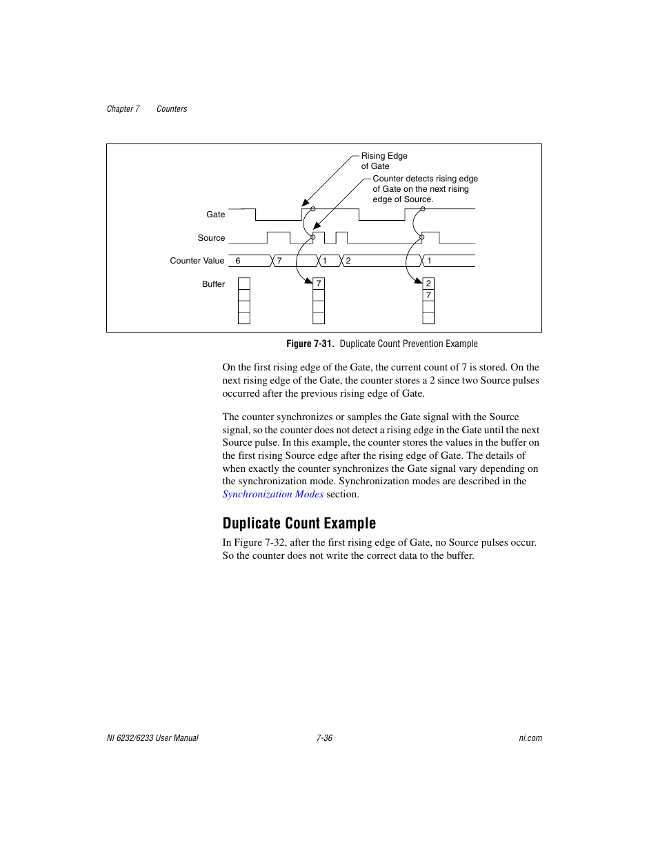 Figure 7-31. duplicate count prevention example, Duplicate count example, Duplicate count example -36 | National Instruments NI 6232 User Manual | Page 109 / 180