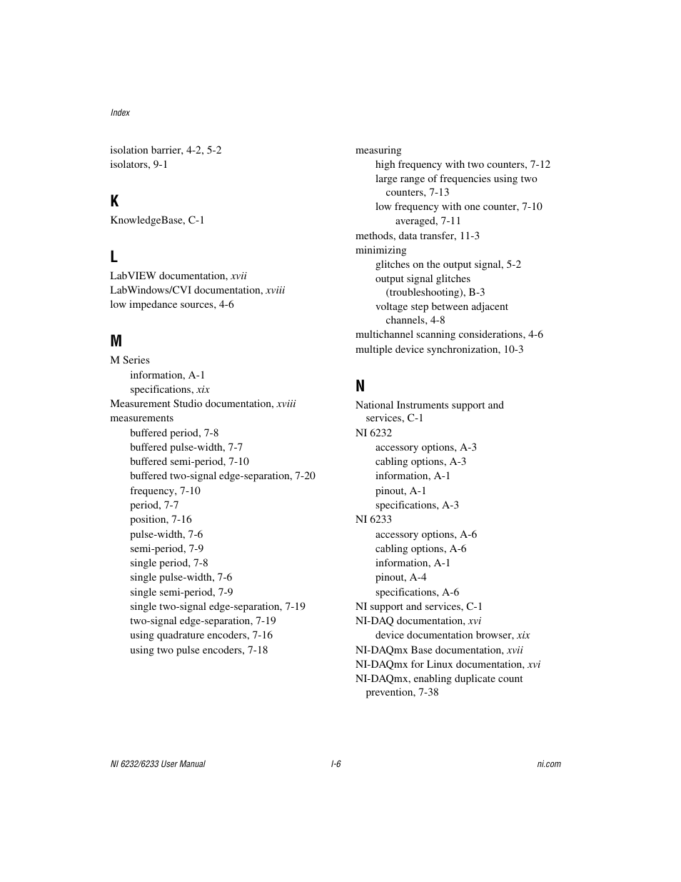 National Instruments NI 6232 User Manual | Page 176 / 180