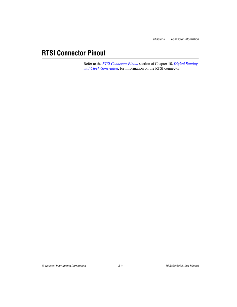 Rtsi connector pinout, Rtsi connector pinout -3 | National Instruments NI 6232 User Manual | Page 27 / 180