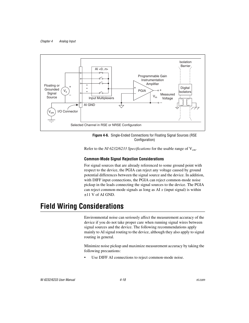 Field wiring considerations, Field wiring considerations -18, Field wiring | Considerations | National Instruments NI 6232 User Manual | Page 45 / 180