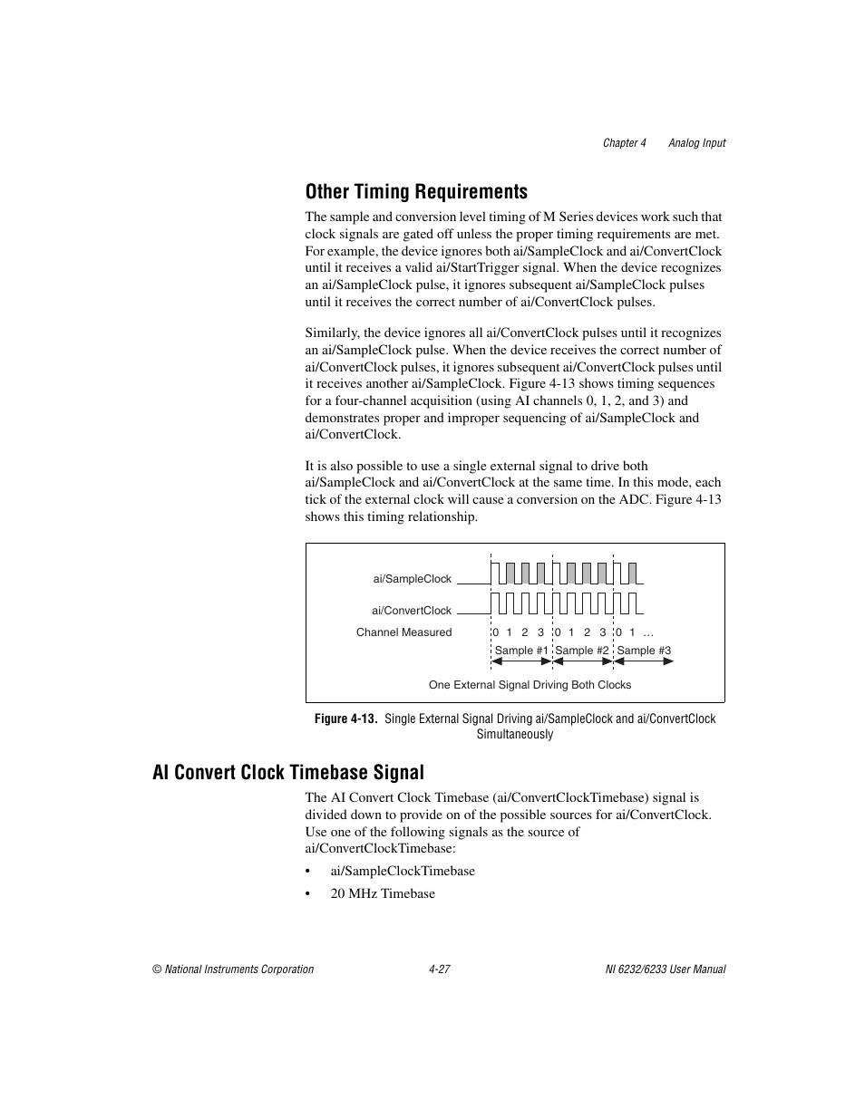 Other timing requirements, Ai convert clock timebase signal, Other timing requirements -27 | Ai convert clock timebase signal -27 | National Instruments NI 6232 User Manual | Page 54 / 180