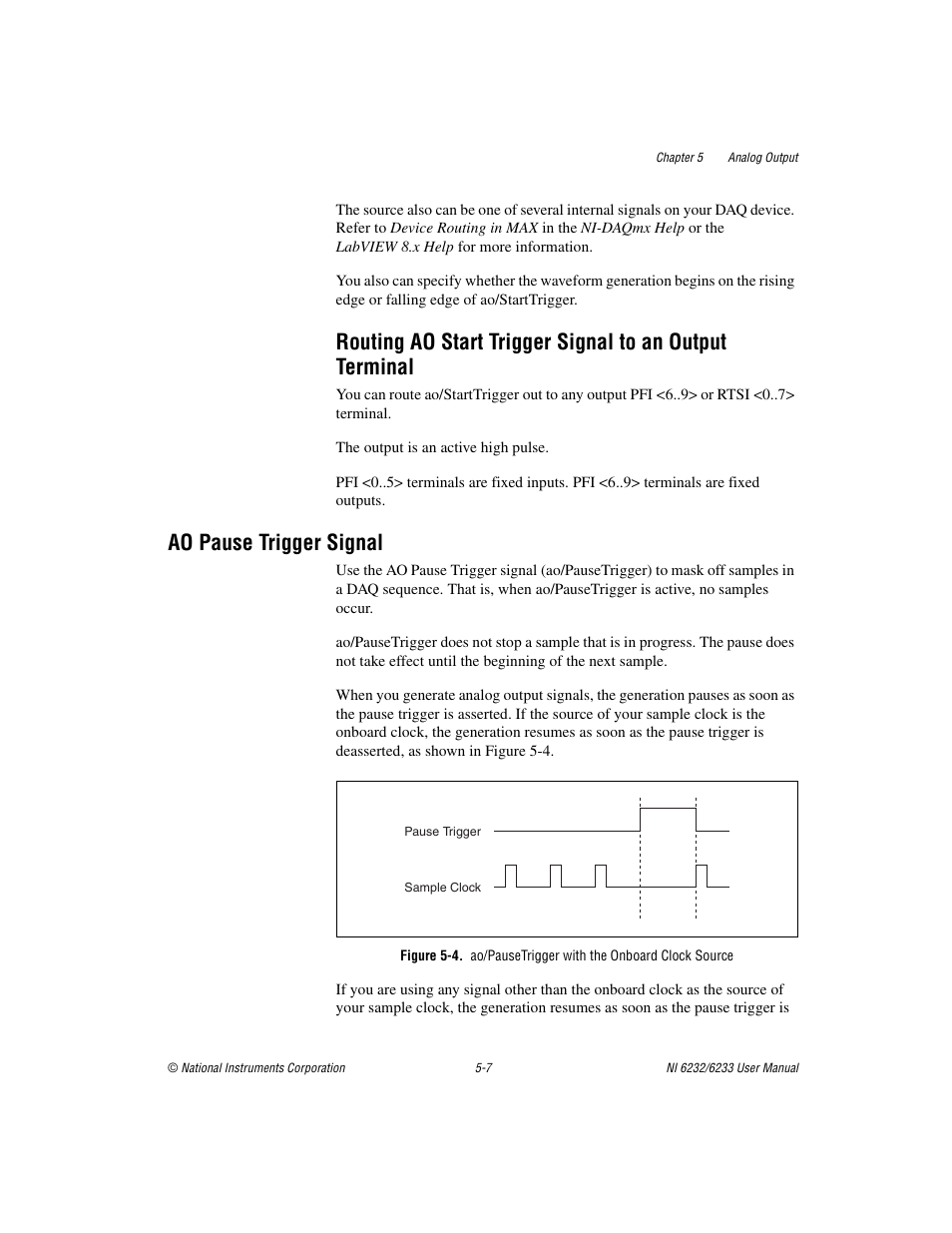 Ao pause trigger signal, Ao pause trigger signal -7 | National Instruments NI 6232 User Manual | Page 65 / 180