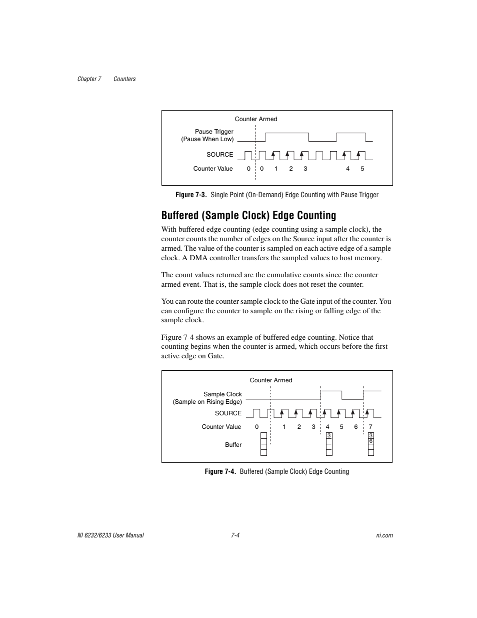 Buffered (sample clock) edge counting, Figure 7-4. buffered (sample clock) edge counting, Buffered (sample clock) edge counting -4 | National Instruments NI 6232 User Manual | Page 77 / 180