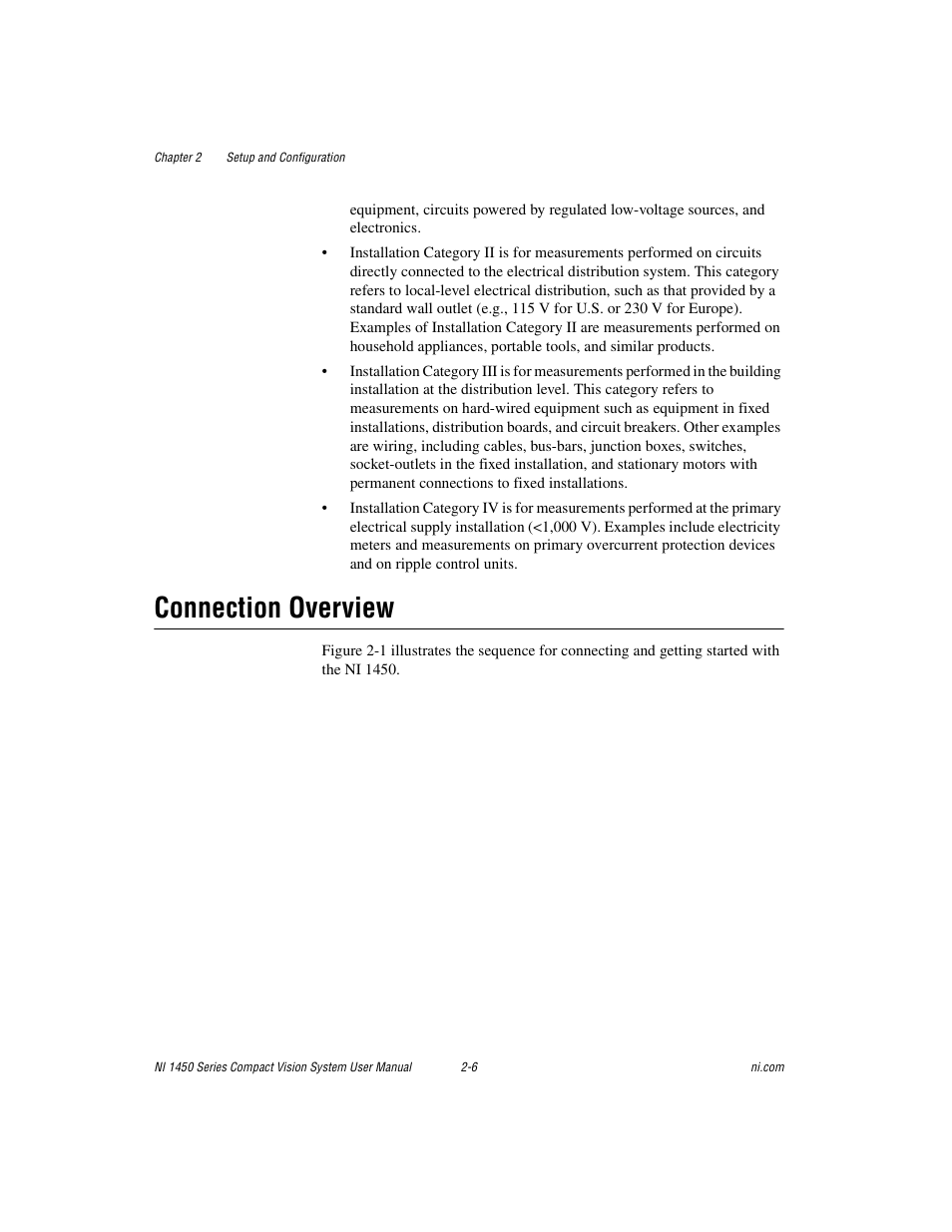 Connection overview, Connection overview -6 | National Instruments NI 1450 Series User Manual | Page 20 / 83