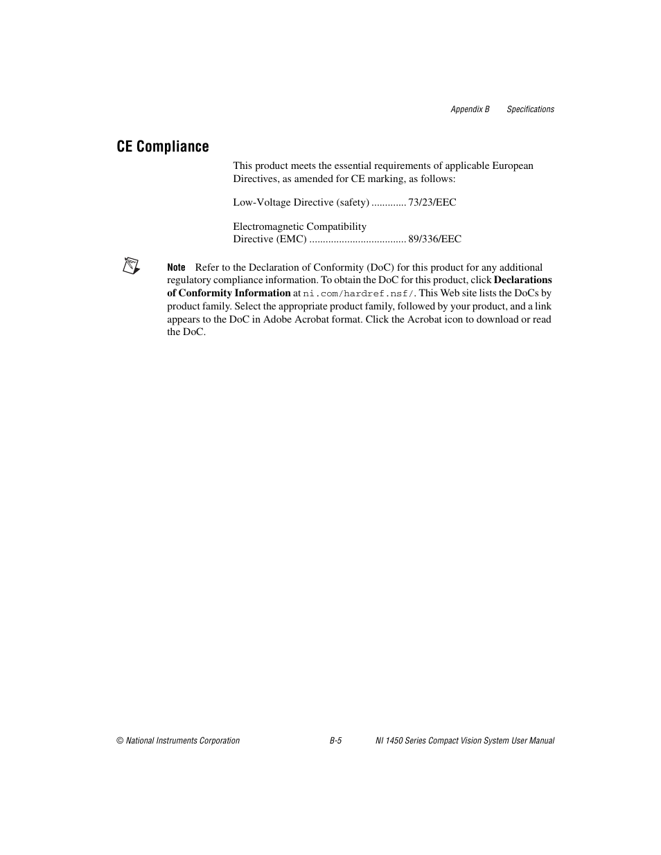 Ce compliance | National Instruments NI 1450 Series User Manual | Page 72 / 83