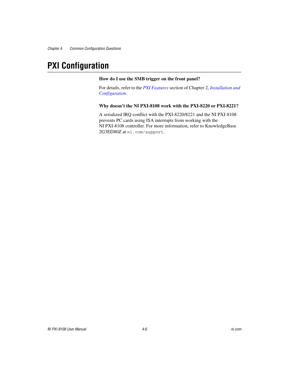 Pxi configuration, Pxi configuration -6 | National Instruments PXI/CompactPCI Embedded Computer NI PXI-8108 User Manual | Page 60 / 83