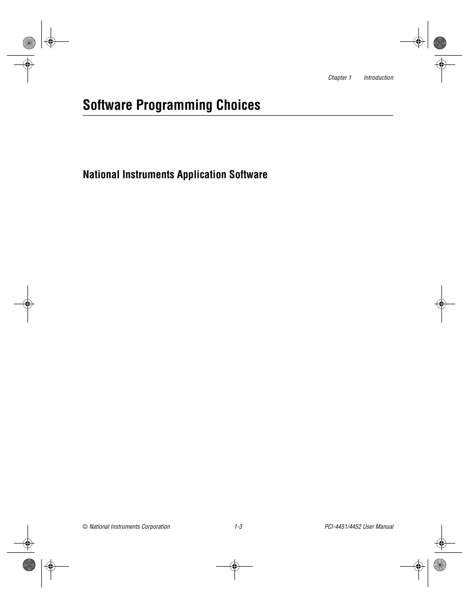 Software programming choices, National instruments application software, Software programming choices -3 | National instruments application software -3 | National Instruments PCI-4452 User Manual | Page 13 / 115
