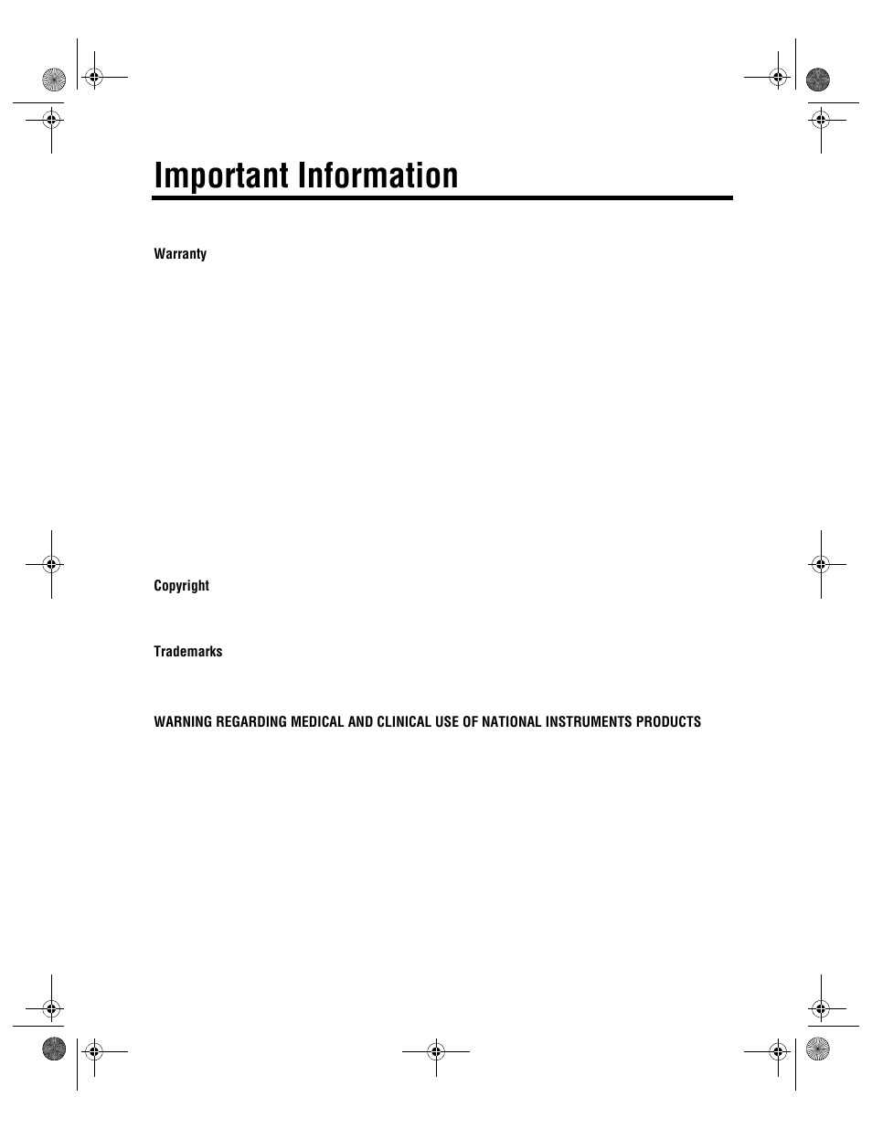 Important information, Warranty, Copyright | Trademarks | National Instruments PCI-4452 User Manual | Page 3 / 115
