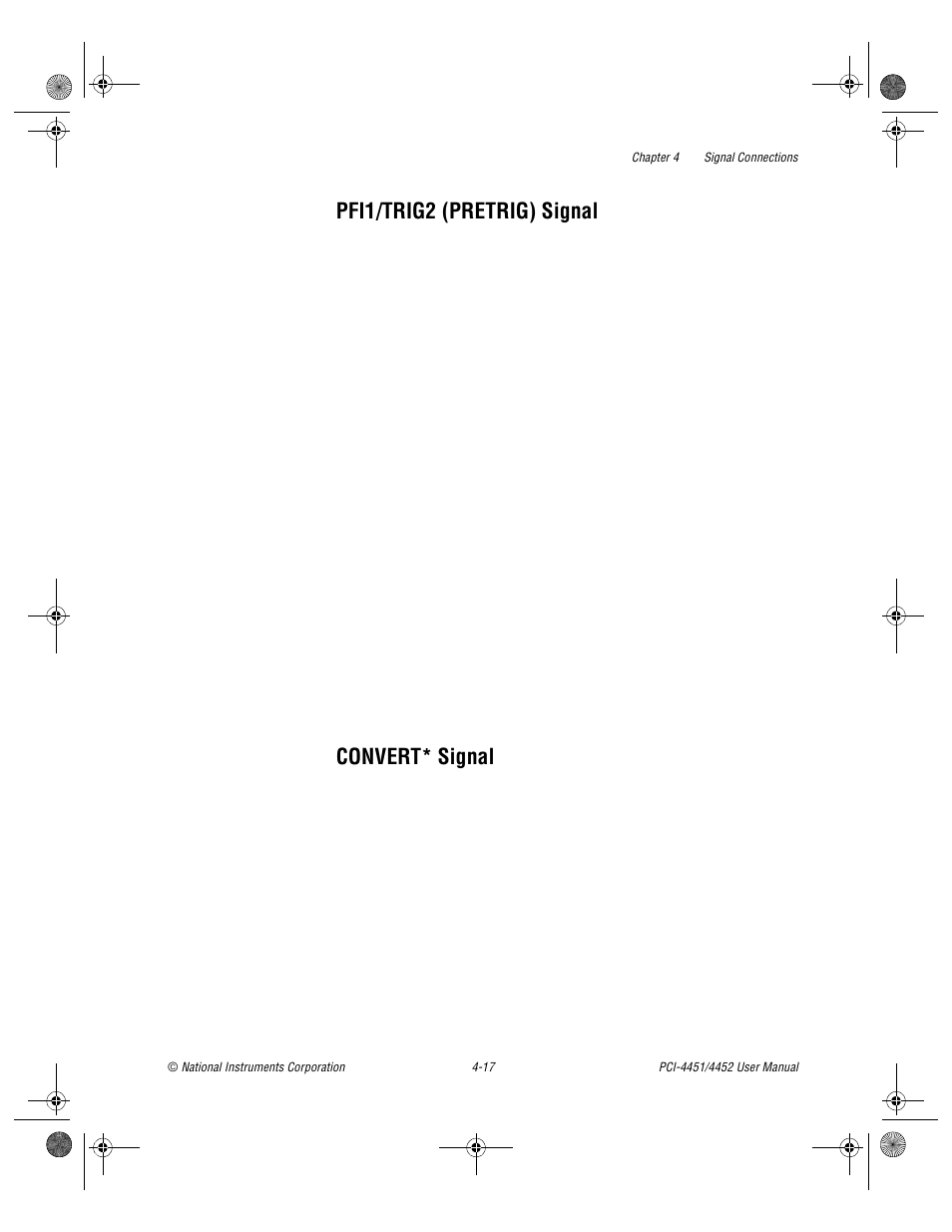Pfi1/trig2 (pretrig) signal, Convert* signal | National Instruments PCI-4452 User Manual | Page 47 / 115