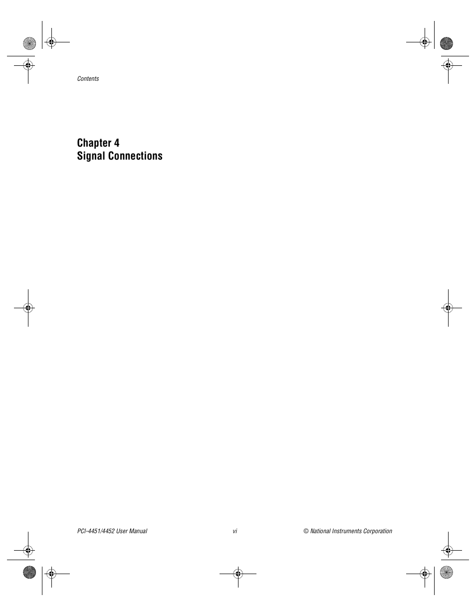 Chapter 4 signal connections | National Instruments PCI-4452 User Manual | Page 5 / 115