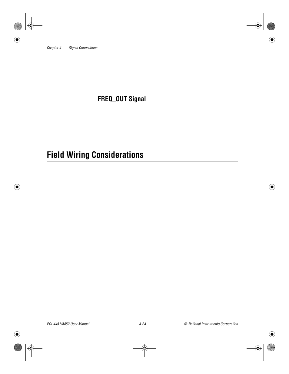 Freq_out signal, Field wiring considerations, Freq_out signal -24 | Field wiring considerations -24 | National Instruments PCI-4452 User Manual | Page 54 / 115