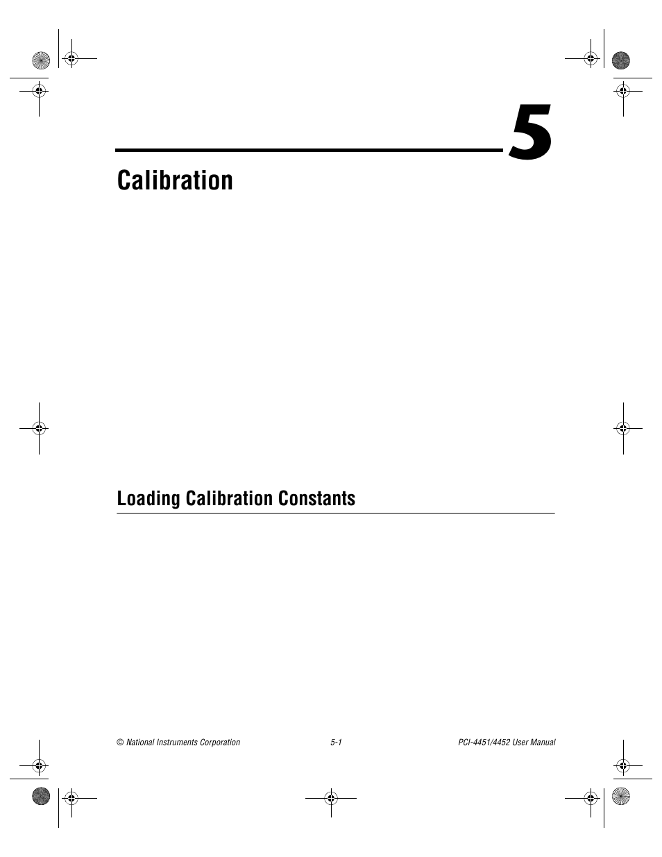 Chapter 5 calibration, Loading calibration constants, Loading calibration constants -1 | Er 5, Calibration | National Instruments PCI-4452 User Manual | Page 56 / 115