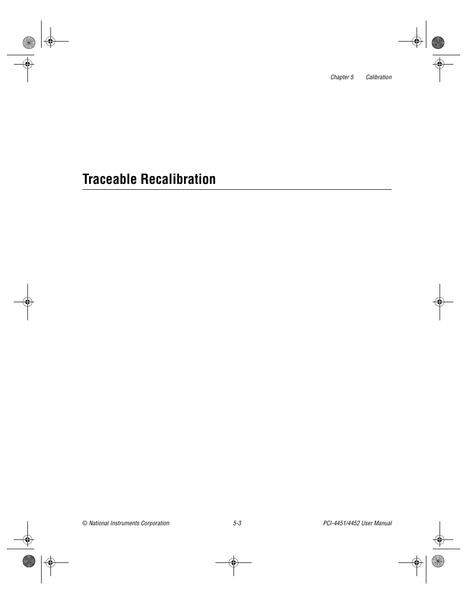 Traceable recalibration, Traceable recalibration -3 | National Instruments PCI-4452 User Manual | Page 58 / 115