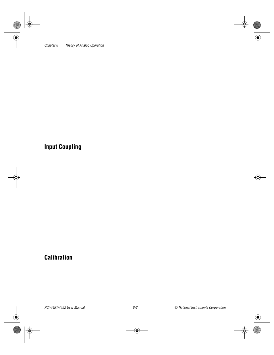Input coupling, Calibration, Input coupling -2 calibration -2 | National Instruments PCI-4452 User Manual | Page 60 / 115