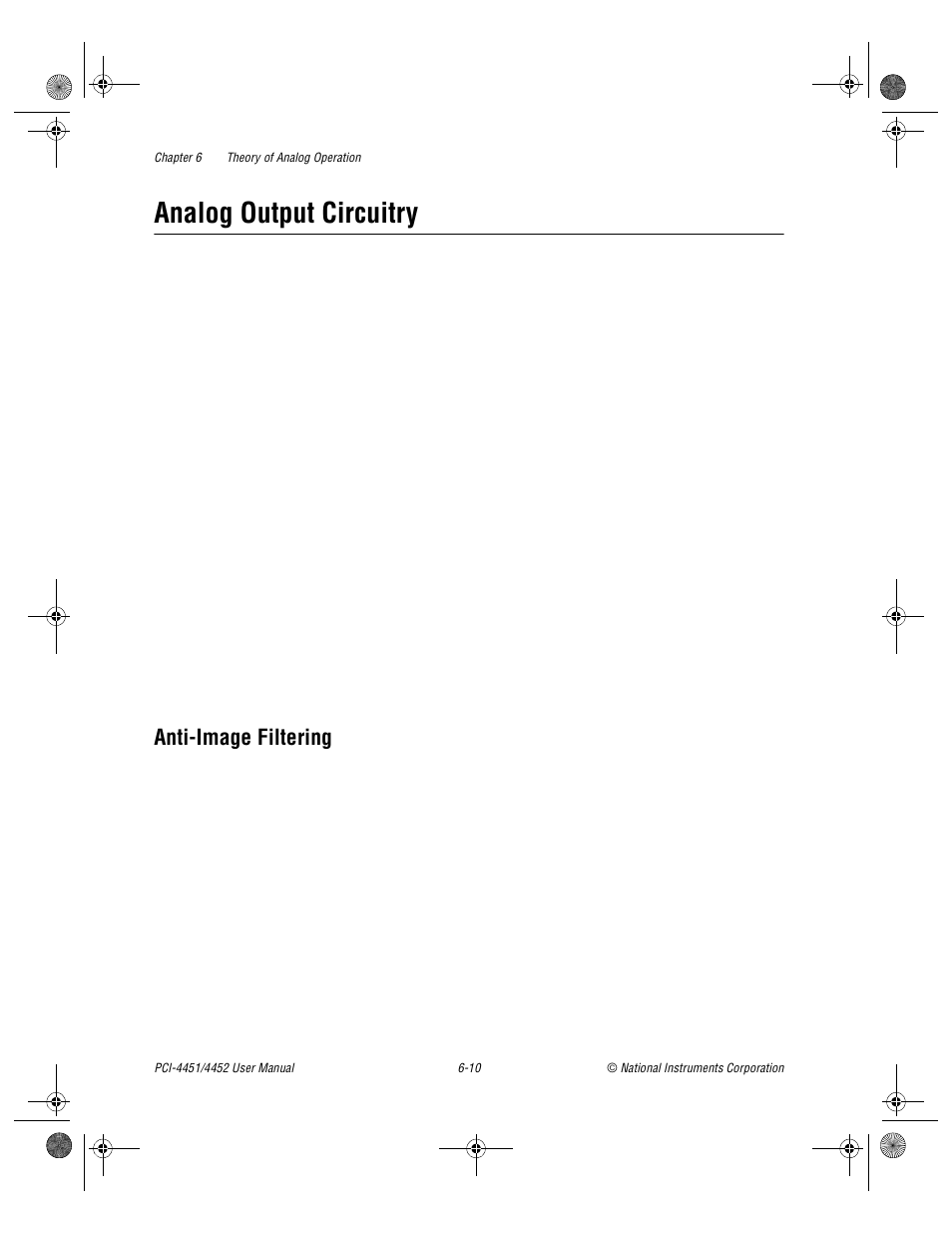 Analog output circuitry, Anti-image filtering, Analog output circuitry -10 | Anti-image filtering -10 | National Instruments PCI-4452 User Manual | Page 68 / 115