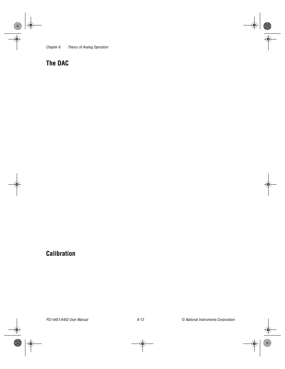 The dac, Calibration, The dac -12 calibration -12 | National Instruments PCI-4452 User Manual | Page 70 / 115