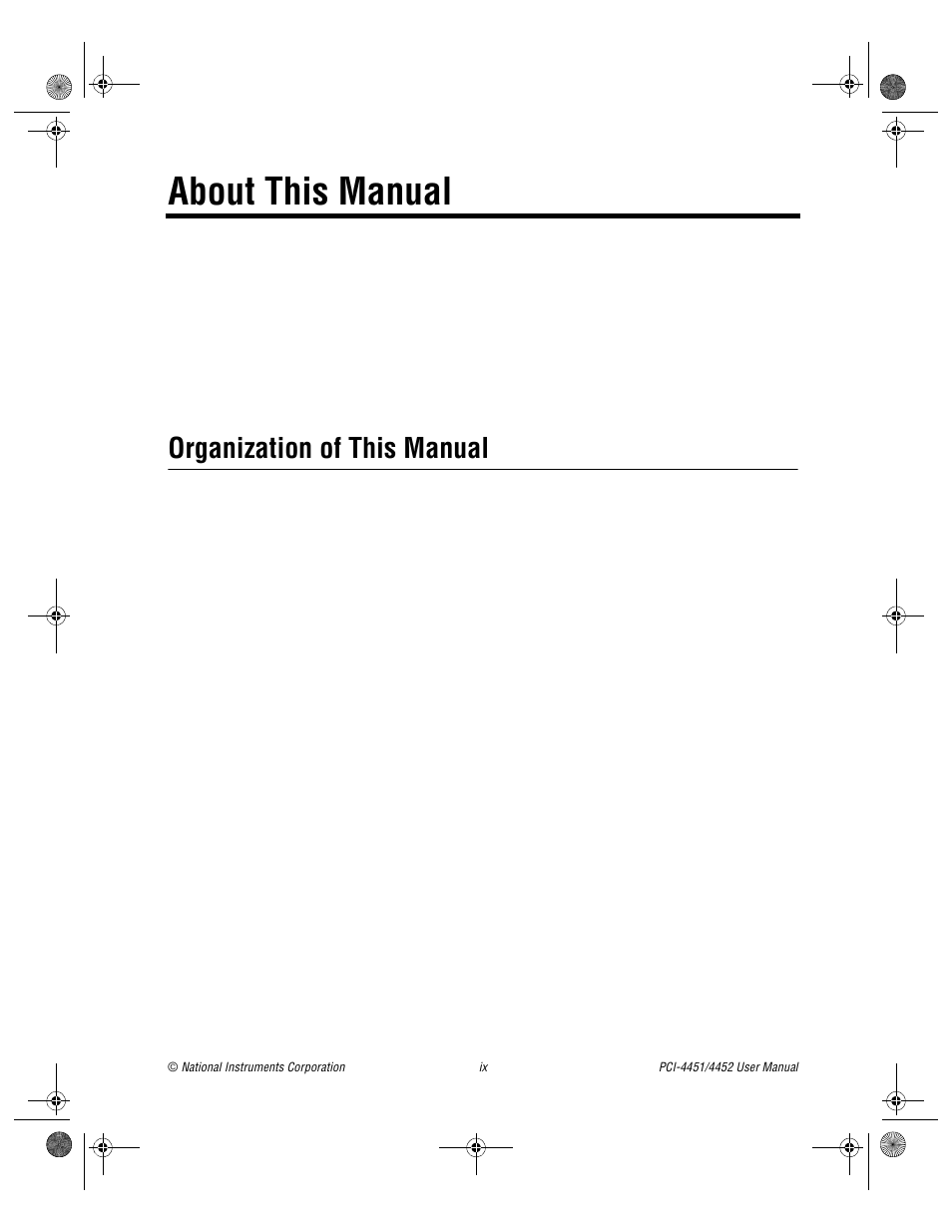 About this manual, Organization of this manual | National Instruments PCI-4452 User Manual | Page 8 / 115