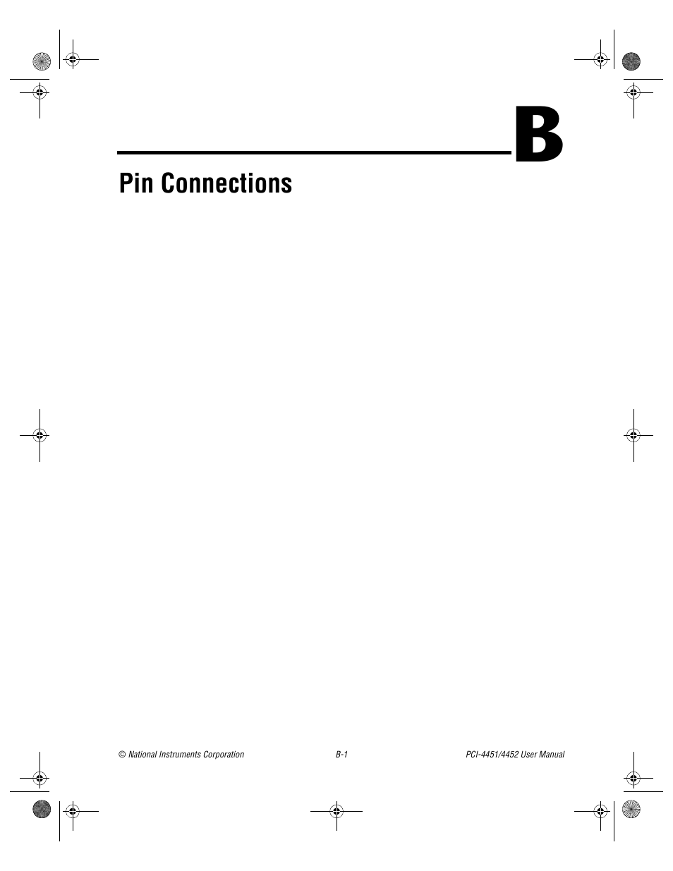 Appendix b pin connections, Pin connections, Ix b | National Instruments PCI-4452 User Manual | Page 82 / 115