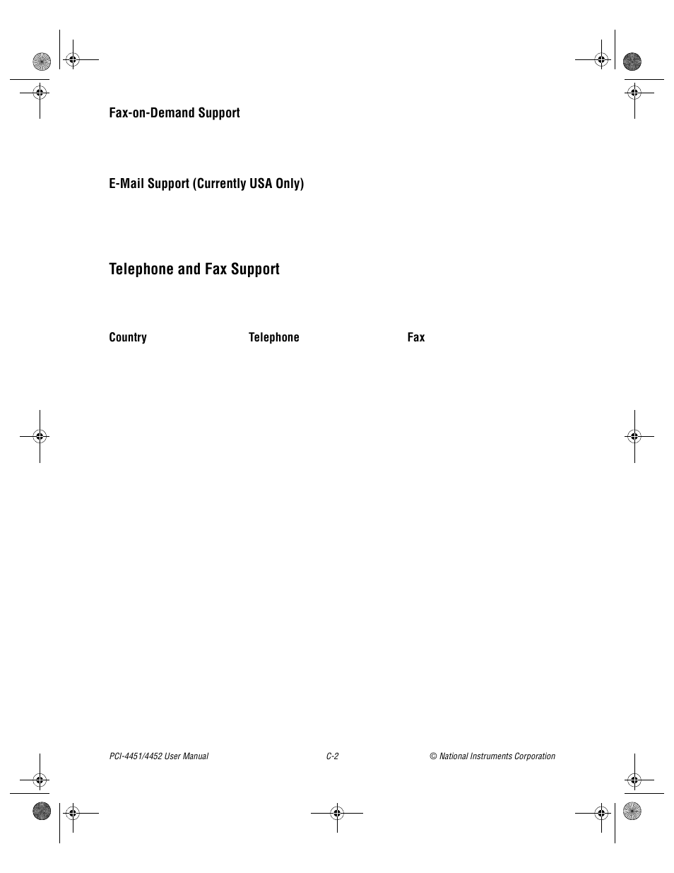 Telephone and fax support | National Instruments PCI-4452 User Manual | Page 85 / 115