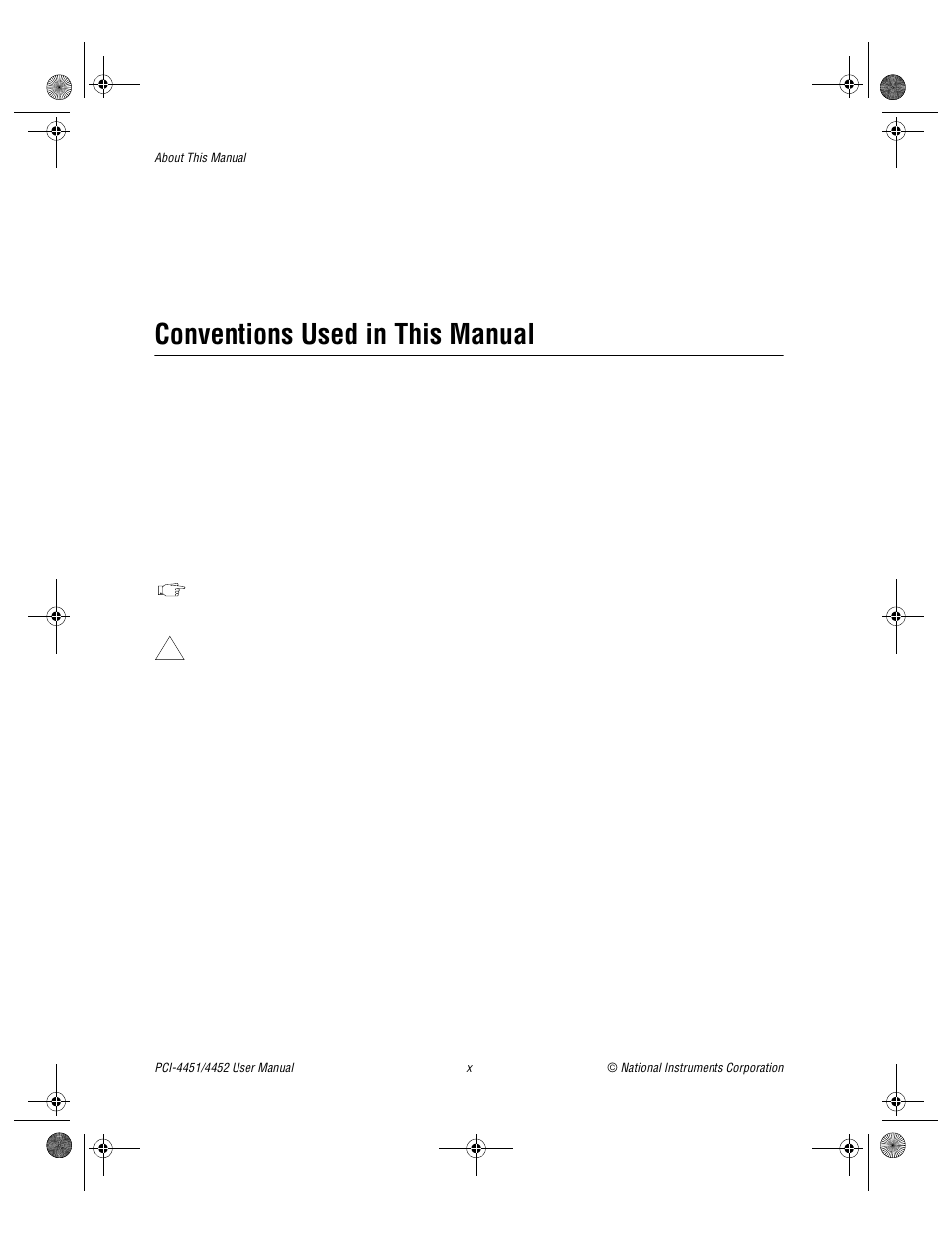 Conventions used in this manual | National Instruments PCI-4452 User Manual | Page 9 / 115