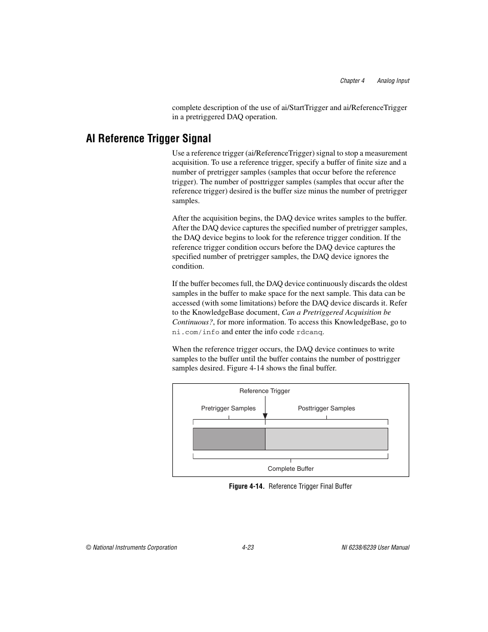 Ai reference trigger signal, Figure 4-14. reference trigger final buffer, Ai reference trigger signal -23 | National Instruments NI 6238 User Manual | Page 49 / 172