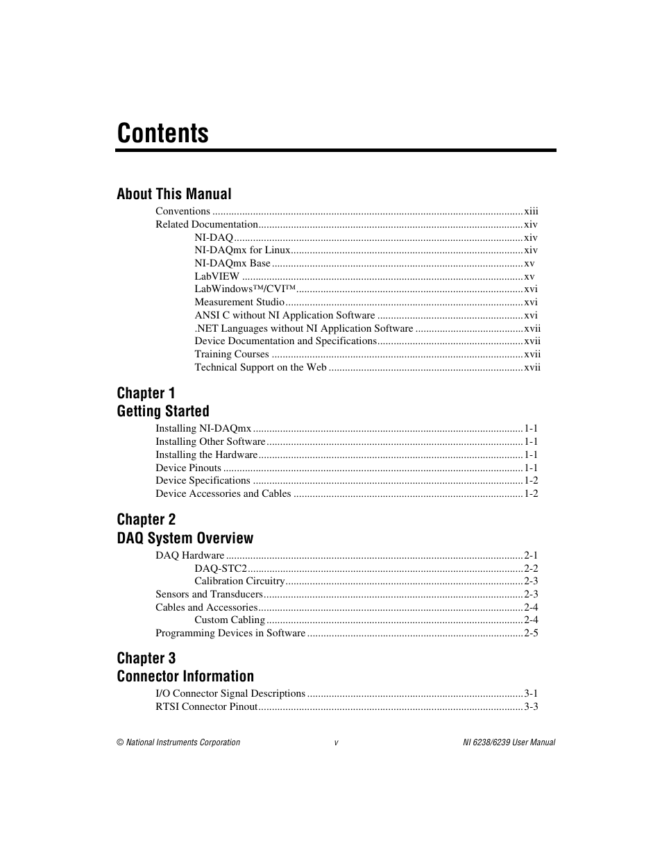National Instruments NI 6238 User Manual | Page 5 / 172