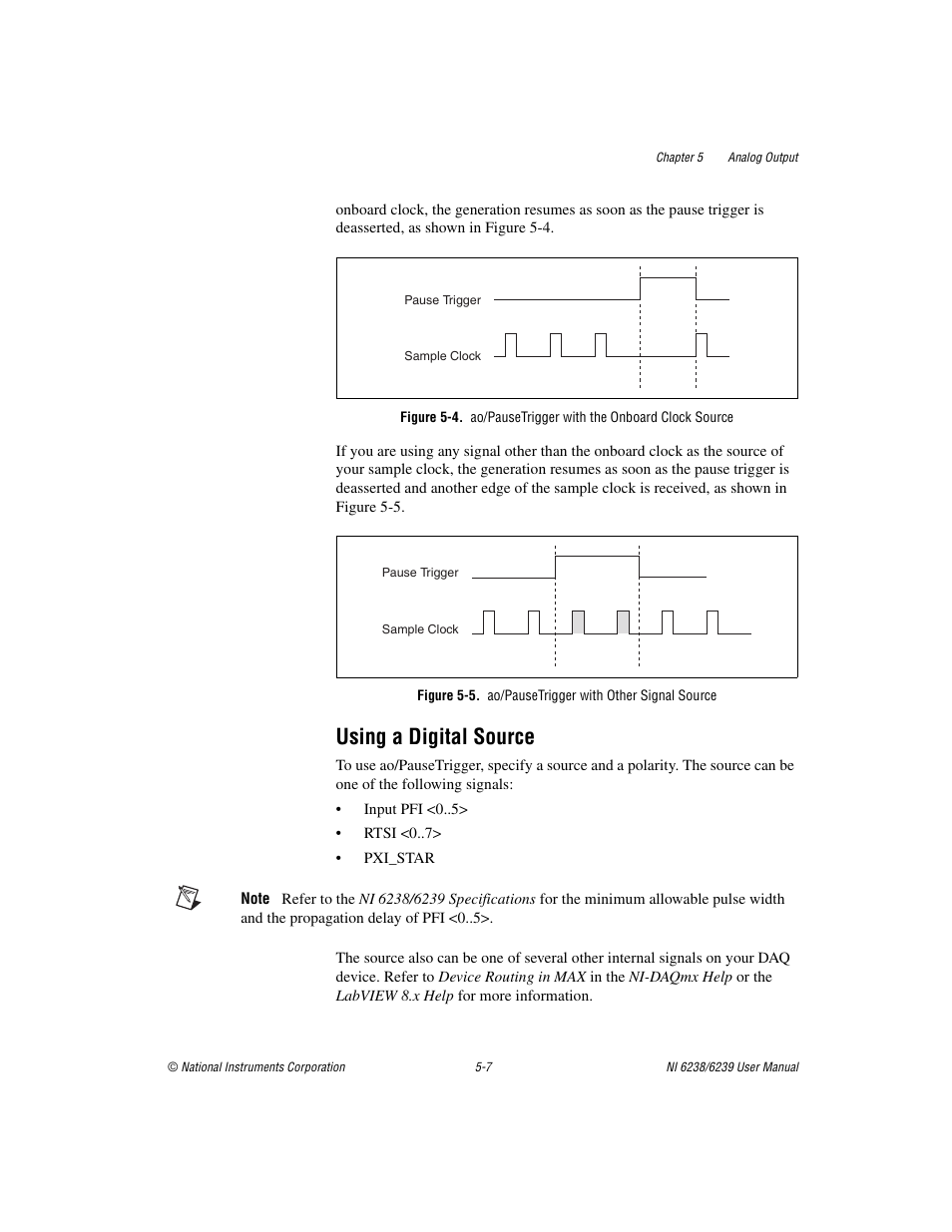 Using a digital source, Using a digital source -7 | National Instruments NI 6238 User Manual | Page 58 / 172