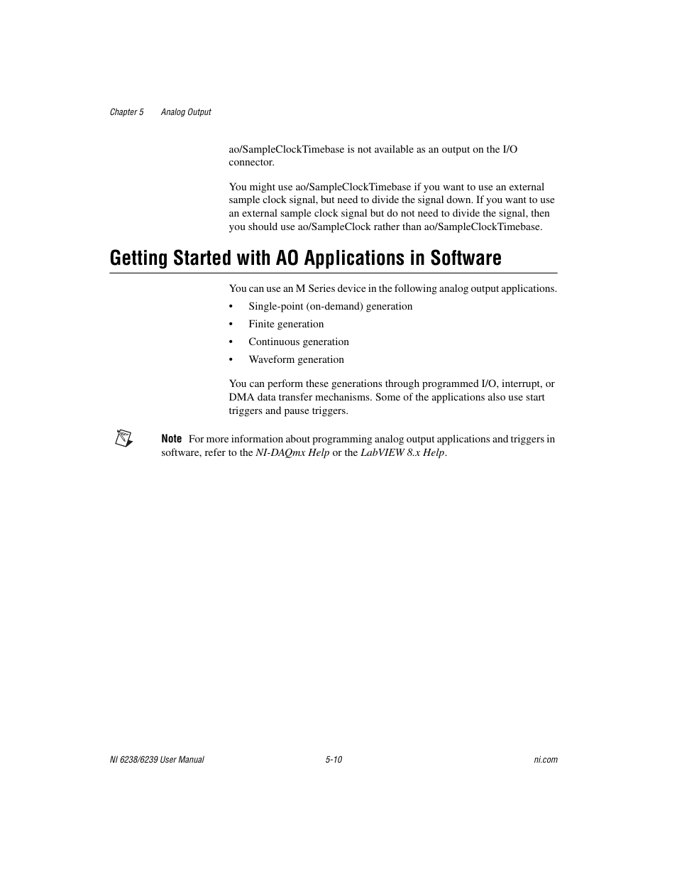 Getting started with ao applications in software | National Instruments NI 6238 User Manual | Page 61 / 172