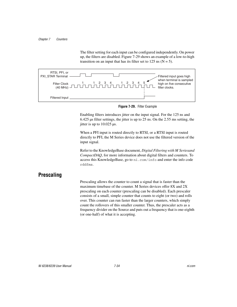 Figure 7-29. filter example, Prescaling, Prescaling -34 | National Instruments NI 6238 User Manual | Page 99 / 172