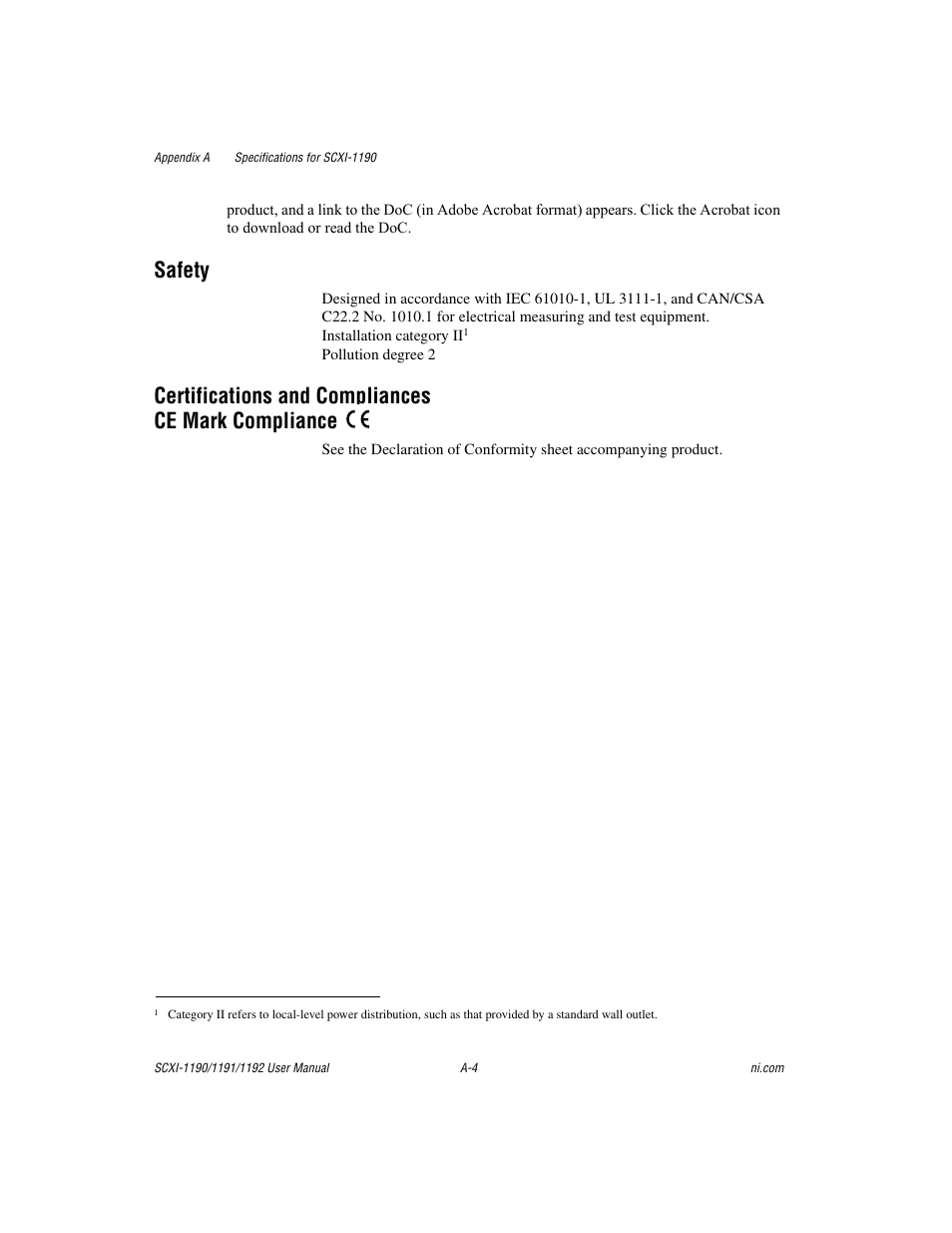 Safety, Certifications and compliances ce mark compliance | National Instruments 1192 User Manual | Page 35 / 54